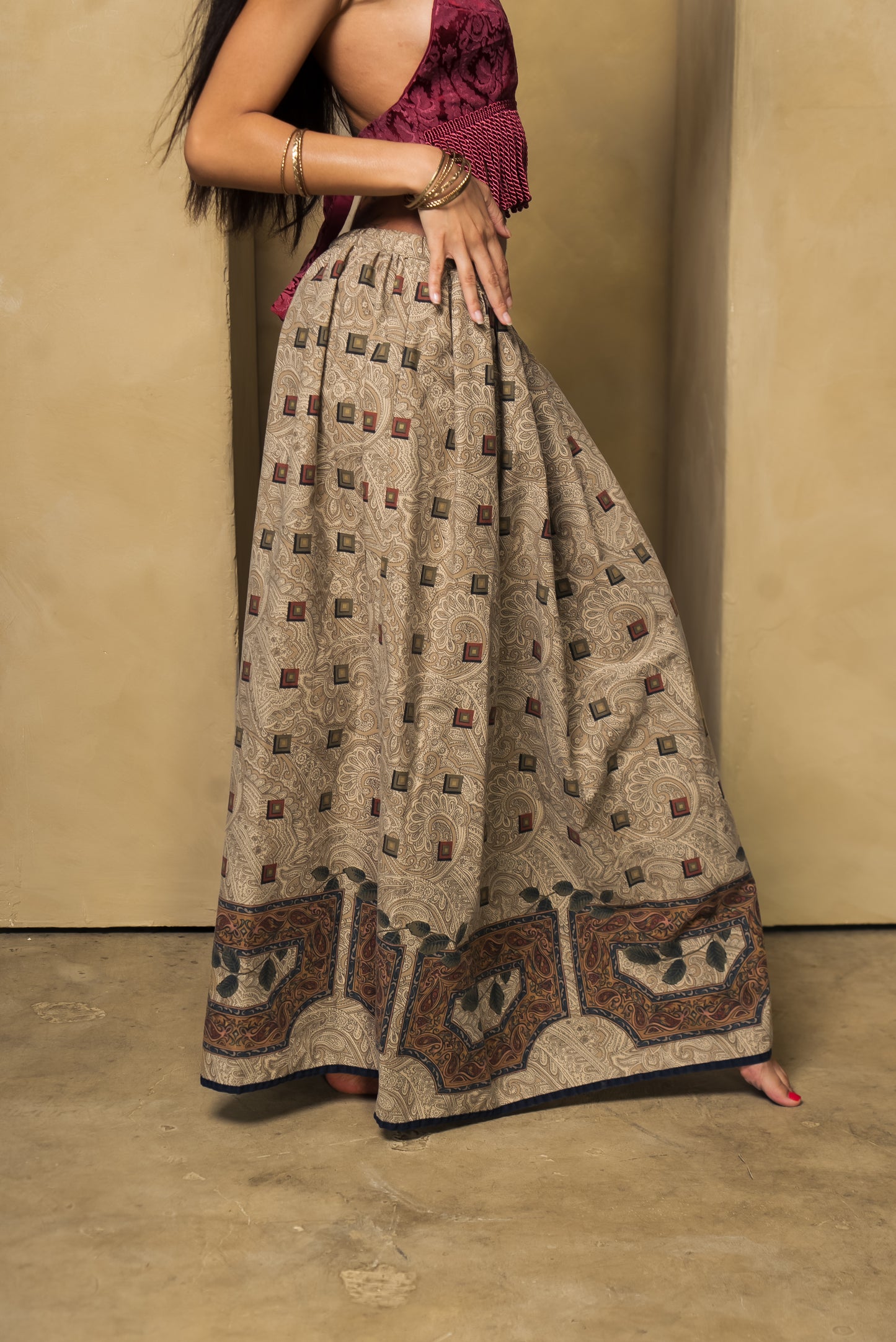 Bohemian Paisley Maxi Skirt